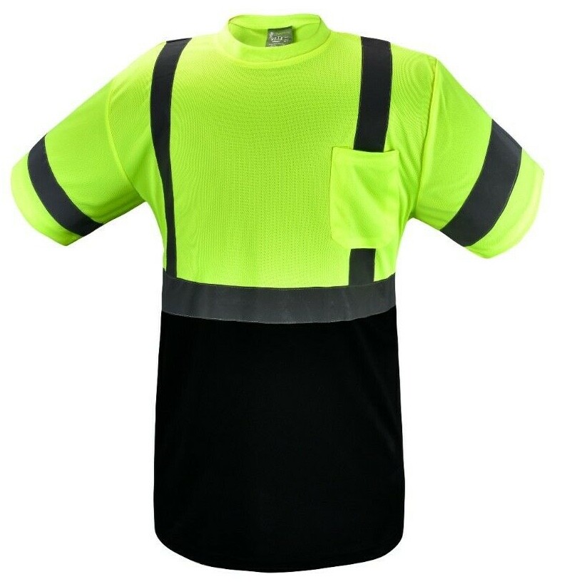 Short Sleeve Yellow/Black High Visibility Safety Shirt Choose size