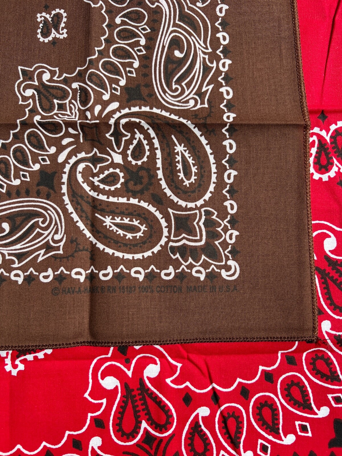 Cocoa Paisley Bandanna USA Made Approx 22×22 inch 100% Cotton Crafts and Fun