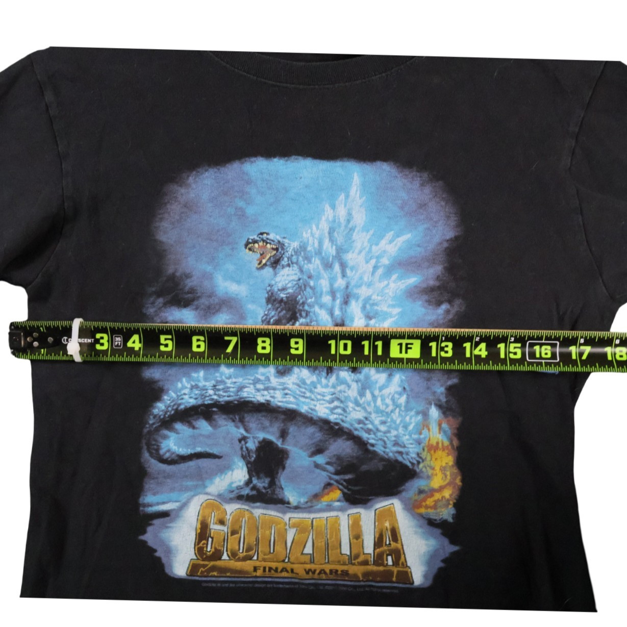 Godzilla Final Wars 2004 Movie Promo Anvil Black Graphic T-Shirt Mens Small Flaw