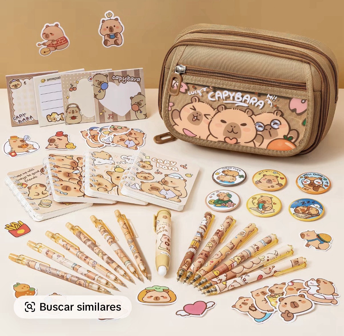 Capybara Backpack for School Girls, 28PCS Capybara Toddler School Supplies Stati