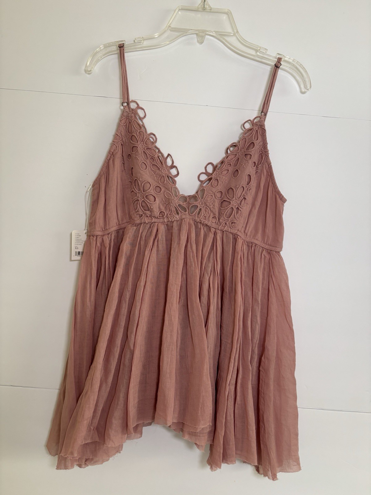 Free People Pink Lace V-Neck Spaghetti Strap Camisole Tank Top Size XS