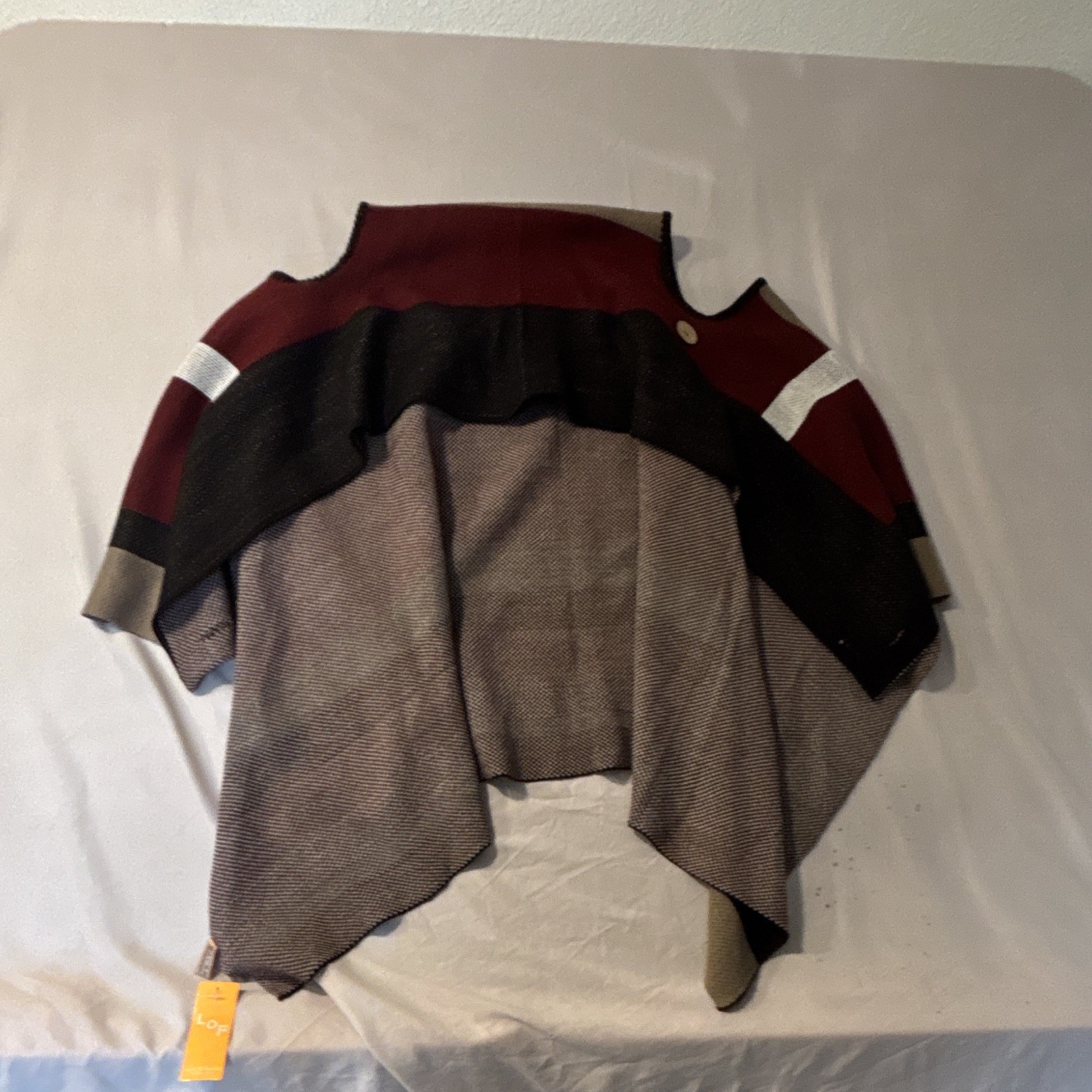 Women’s Striped Knit Shawl Wrap w/ Button Accent, Multicolor Polyester
