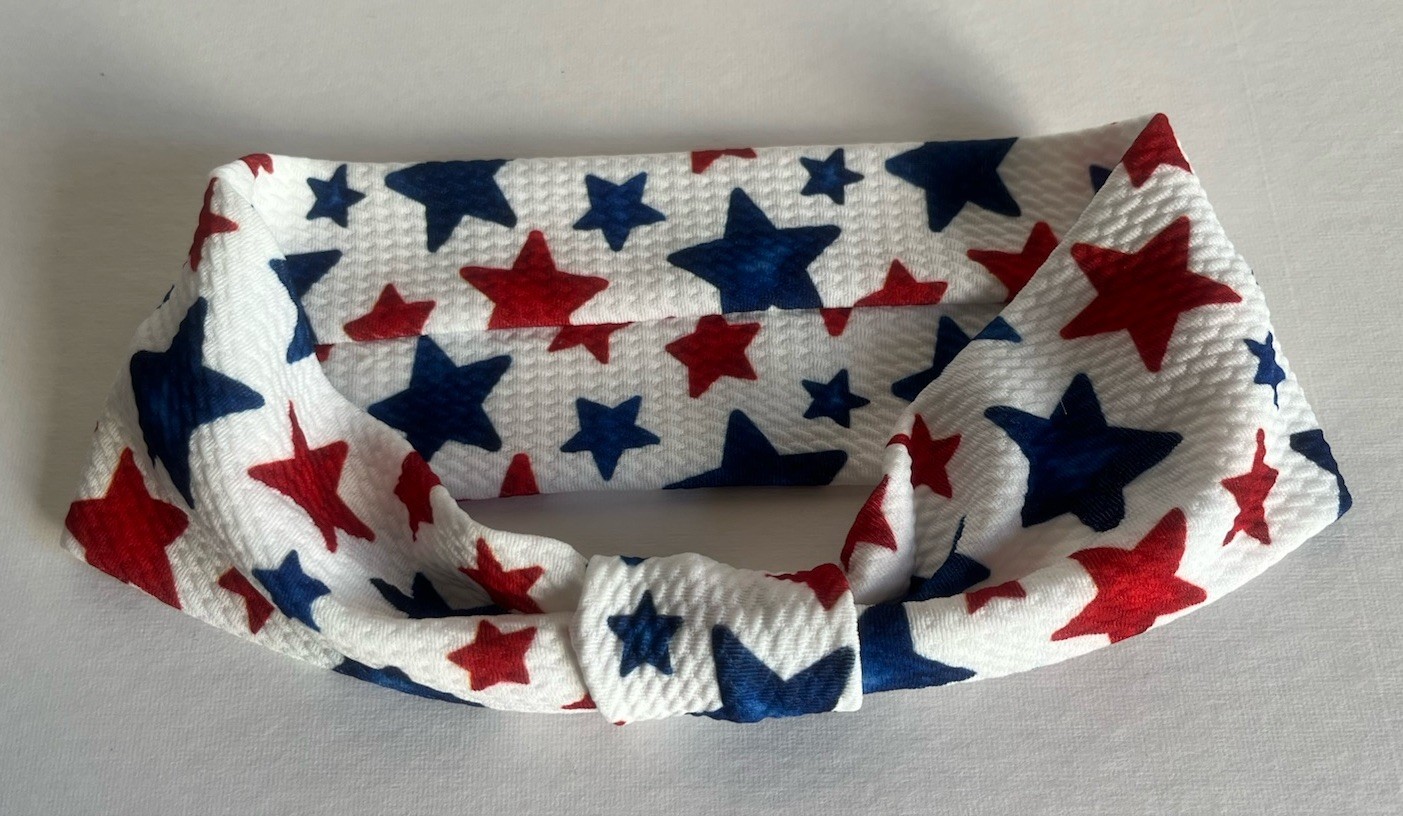 Women Patriotic USA American Stars 3″ Wide Headwrap Stretch Headband 4th of July