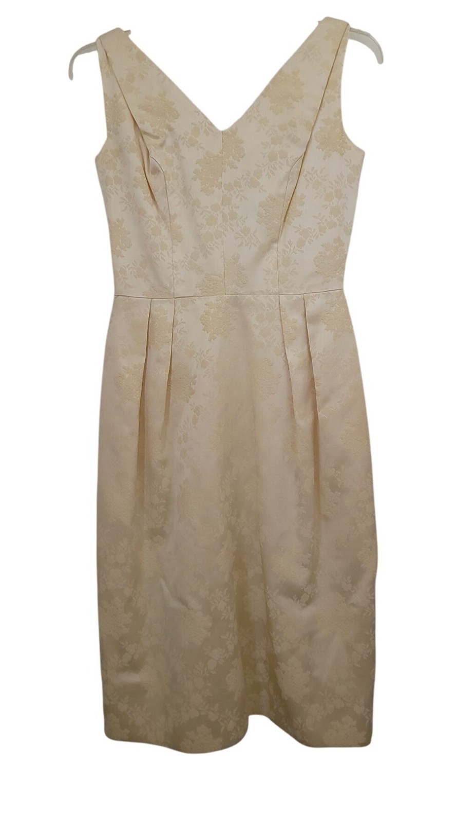 Vintage 50s/60s Ivory Brocade Floral Jacquard Dress & Cropped Jacket Set S/M