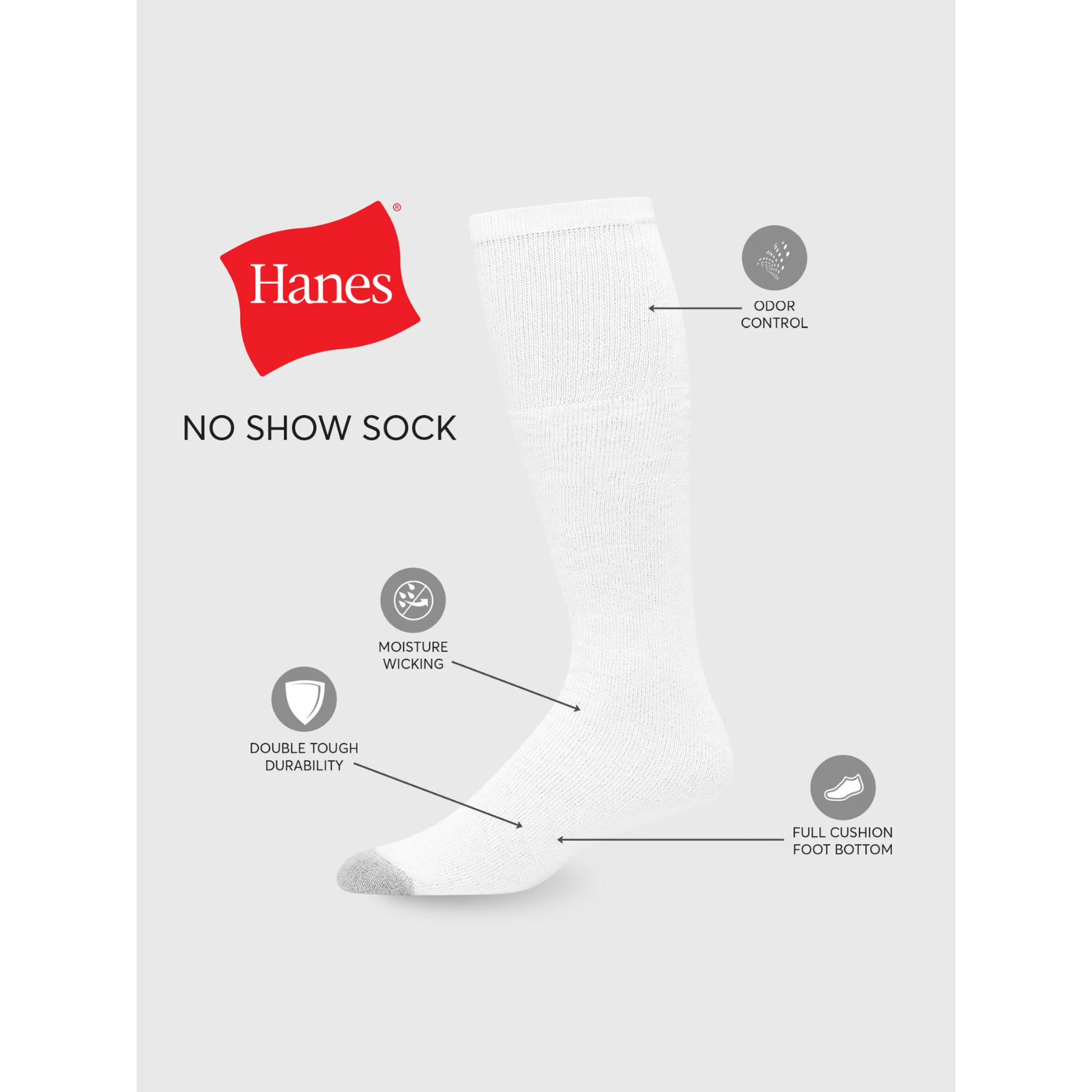 Hanes Double Tough Tube Socks for Men 12 Pack Over Calf, 6-12 Reg Size