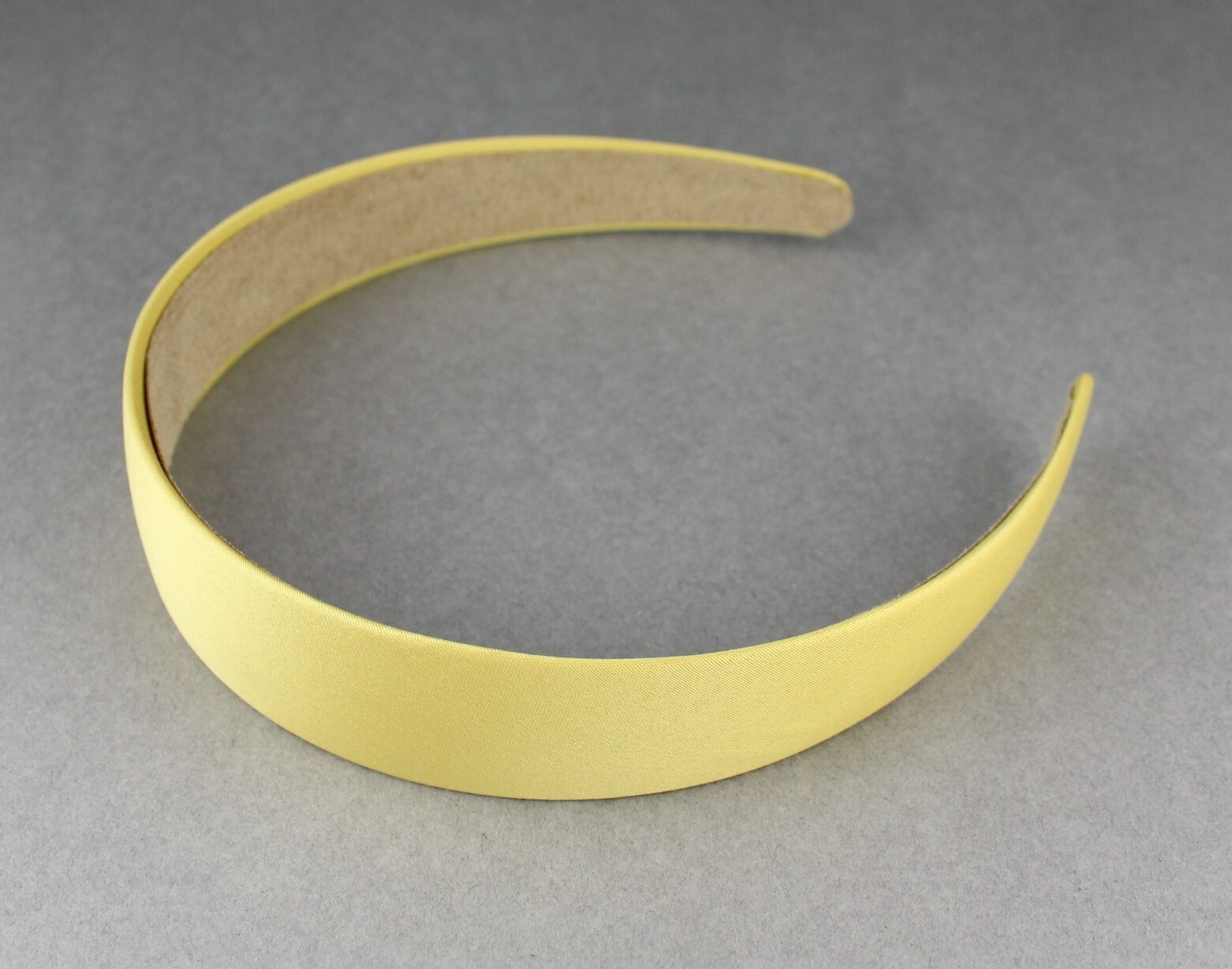 Yellow classic style basic satin fabric covered headband hair band 1 1/8″ wide
