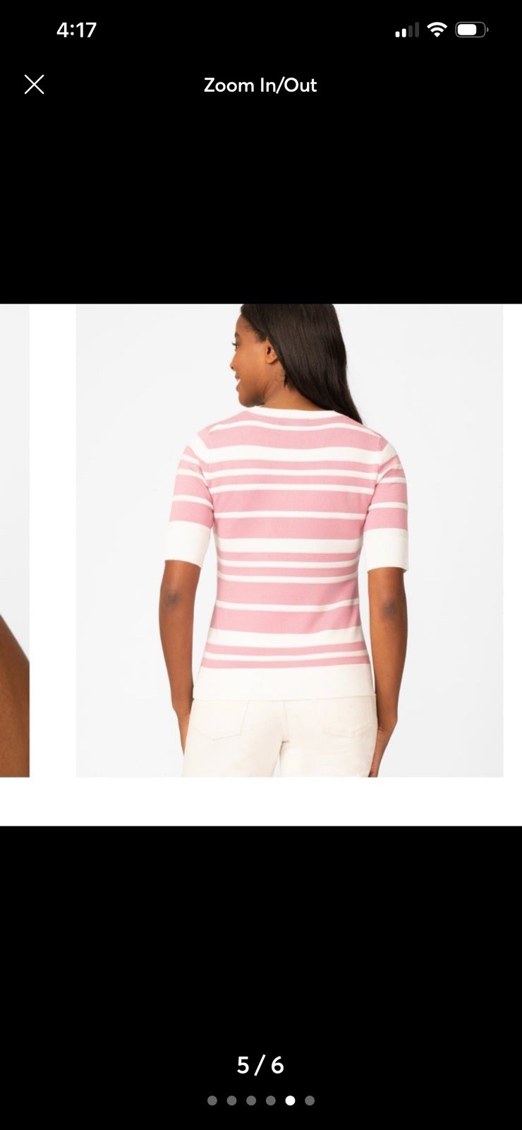 NWT Melissa Paige Women’s Petite Textured Stripe V Neck Top Pink &white Size PM