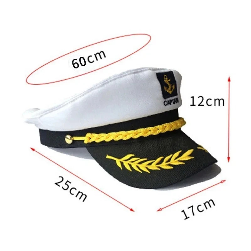 Adult Navy Captain Hat Yacht Sailor Skipper Ship Costume Hat Adjustable – Unisex
