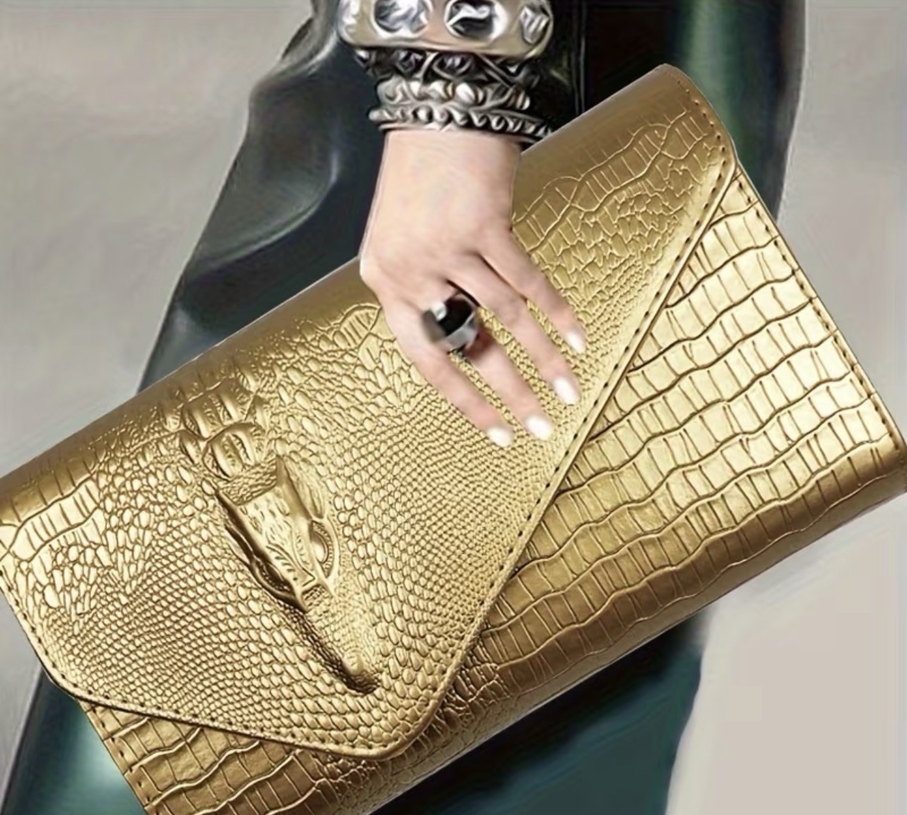 1pc Women’s Large Capacity Synthetic Leather Envelope Clutch