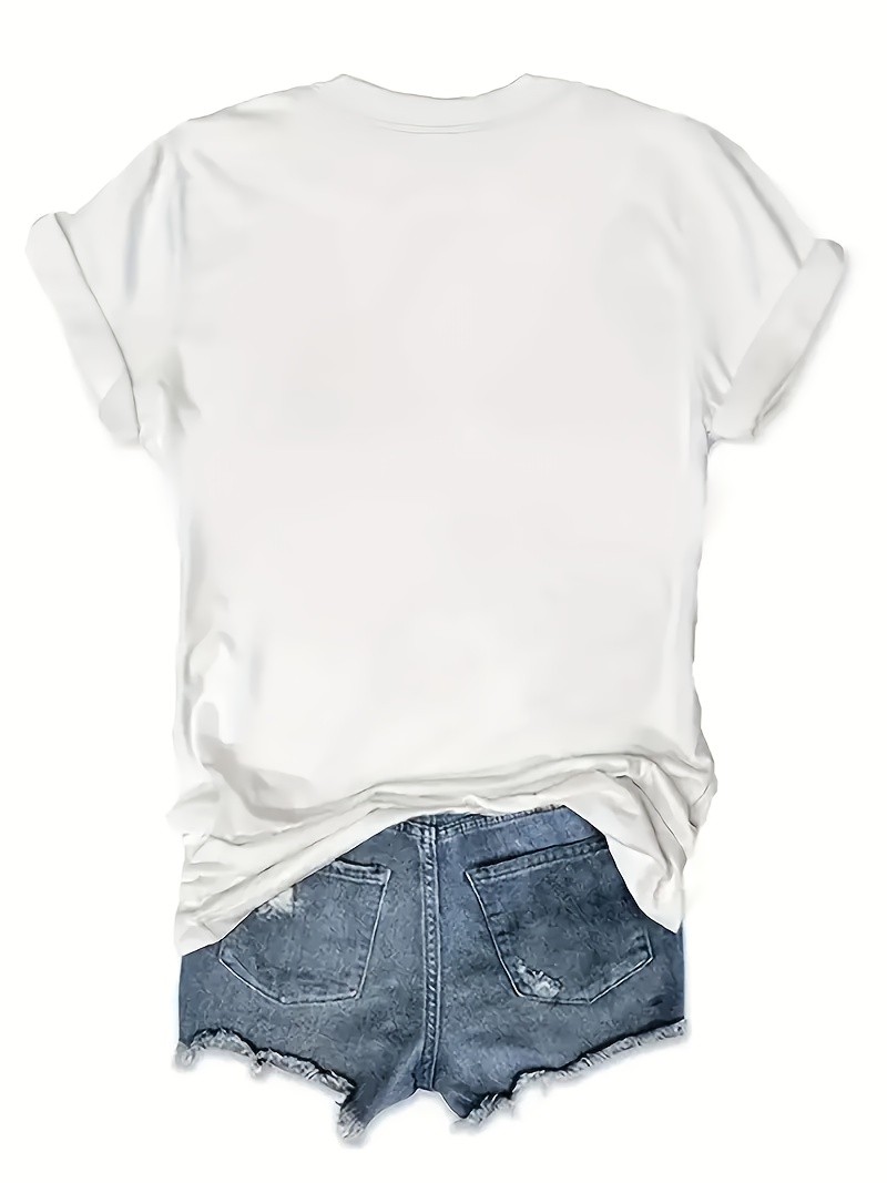 Womens Crew Neck Fashionable Heart Print T-Shirt – Round Neck Casual Top