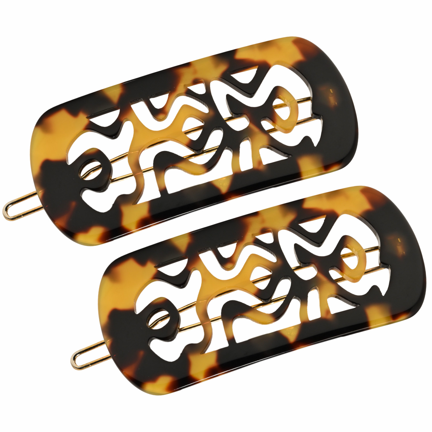French Amie Swirls 2 ¼” Celluloid Handmade Tige Boule Snap Hair Clips for Women