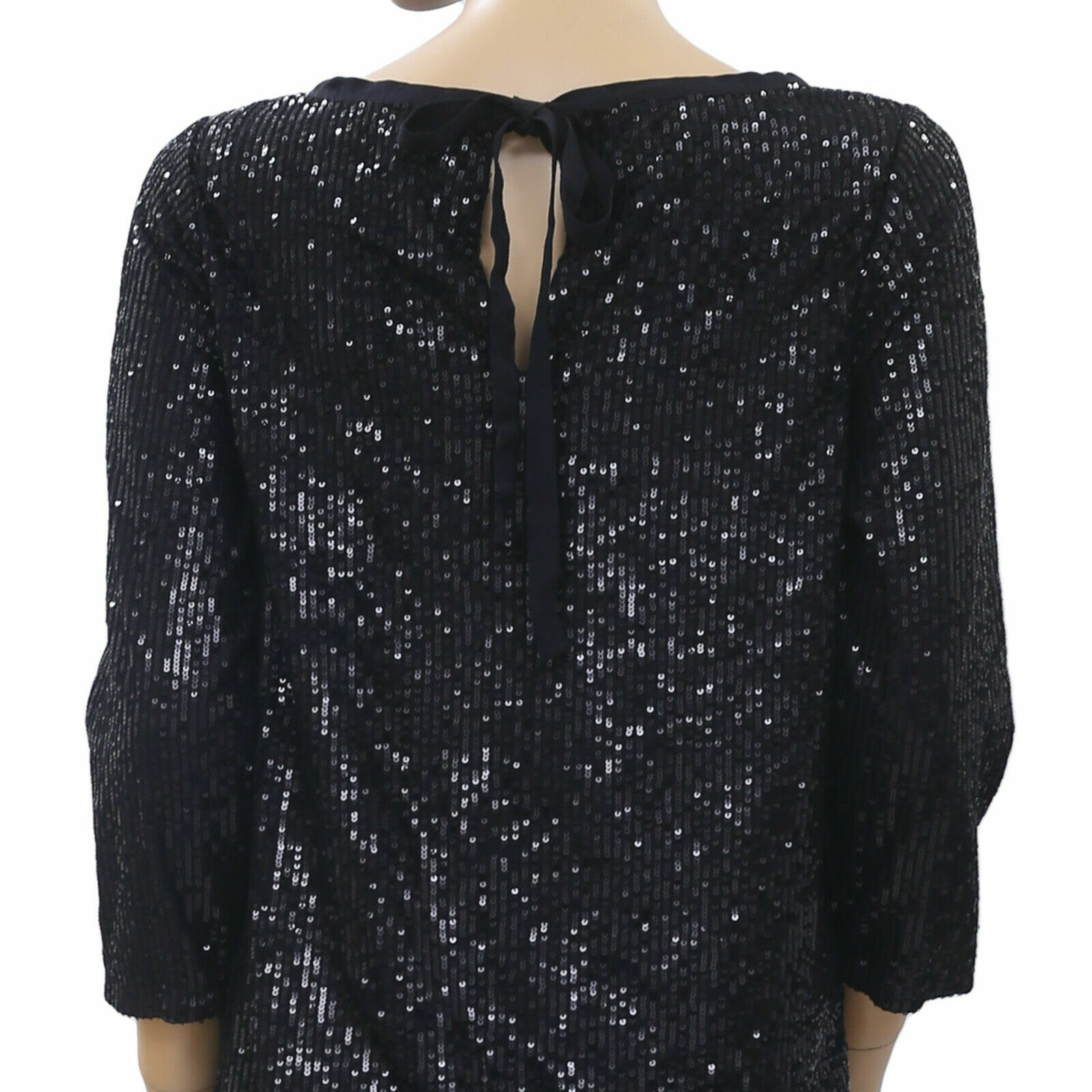Semicouture Black Sequin Blouse Top Embellished Tie Cocktail Evening S 205757