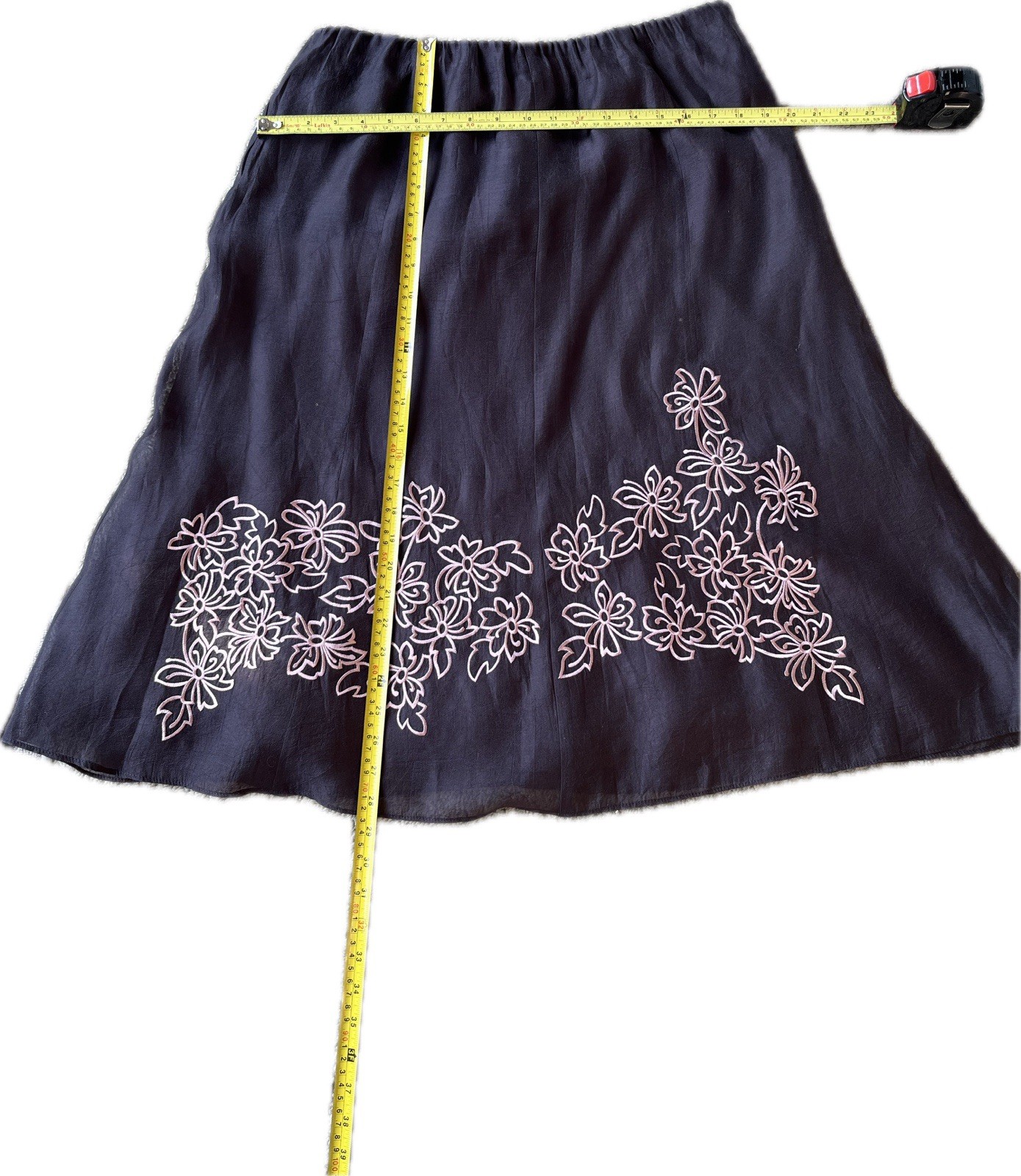 Jacques Vert Skirt UK 16 Fully Lined Floral Embroidered Midi Elegant Zip Closure