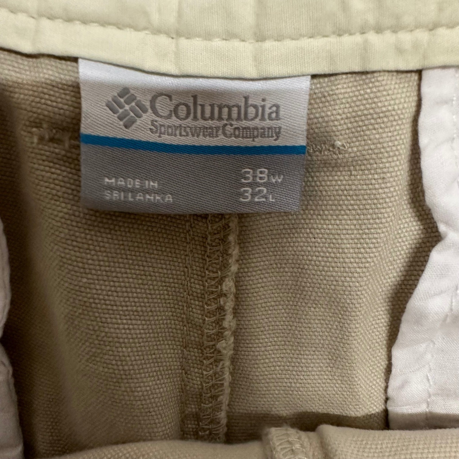 Columbia Pants Mens 38×32 Beige Canvas Utility Straight Leg Outdoor Hiking Work