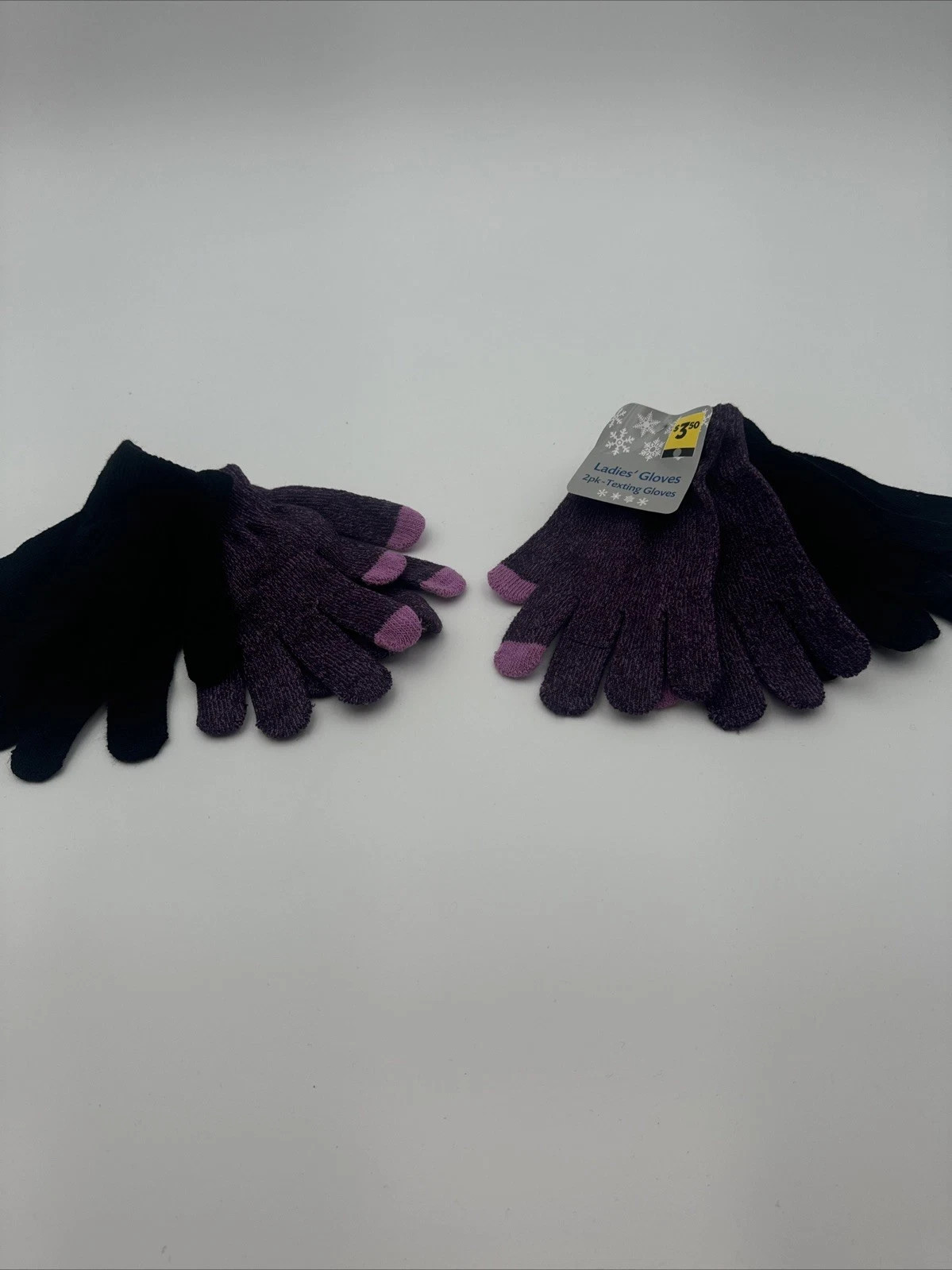Ladies Pruple/Black Texting Gloves 4 Set