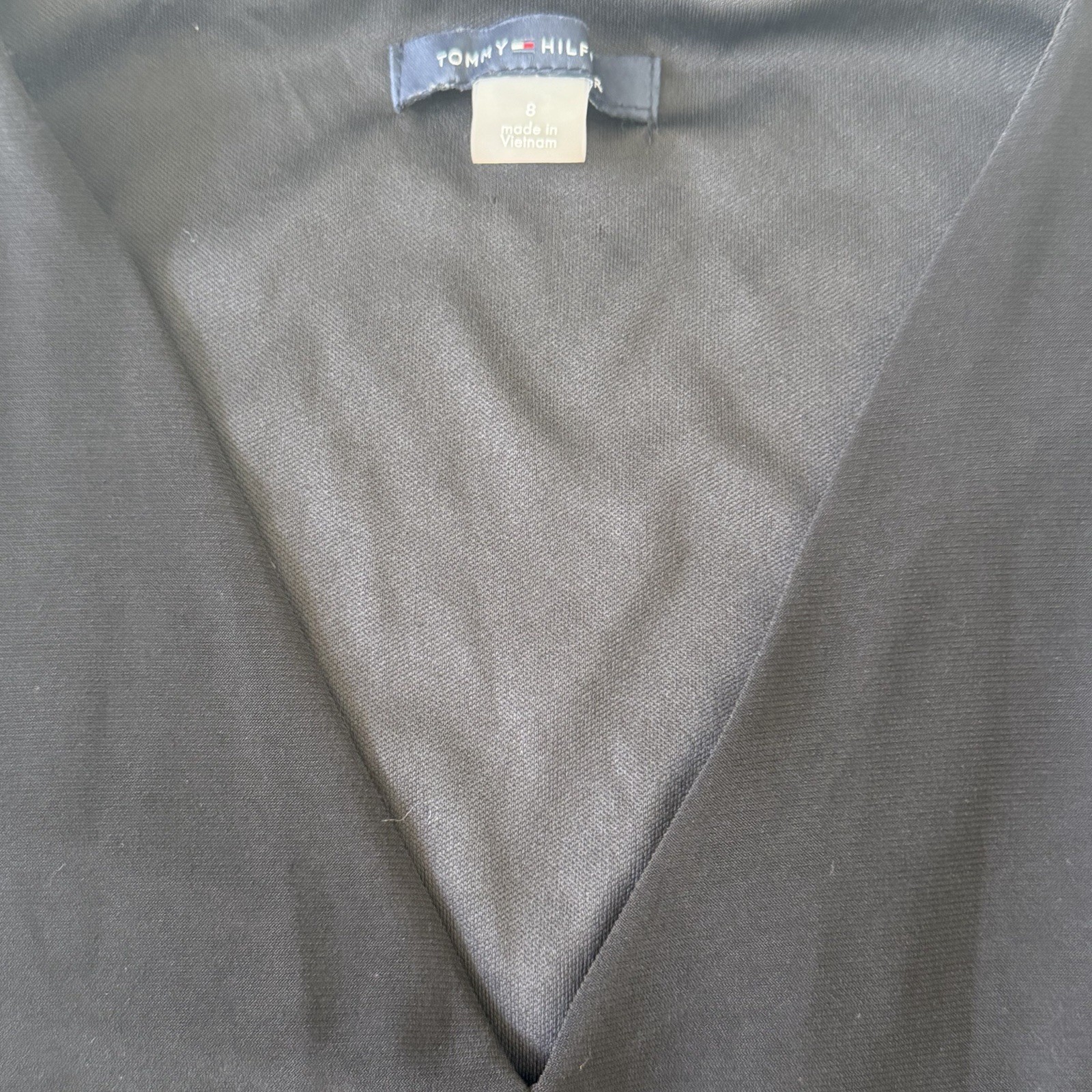 TOMMY HILFIGER Size 8 Dress Black Tiered Ruffles Sleeveless Stretch Knit Capsule