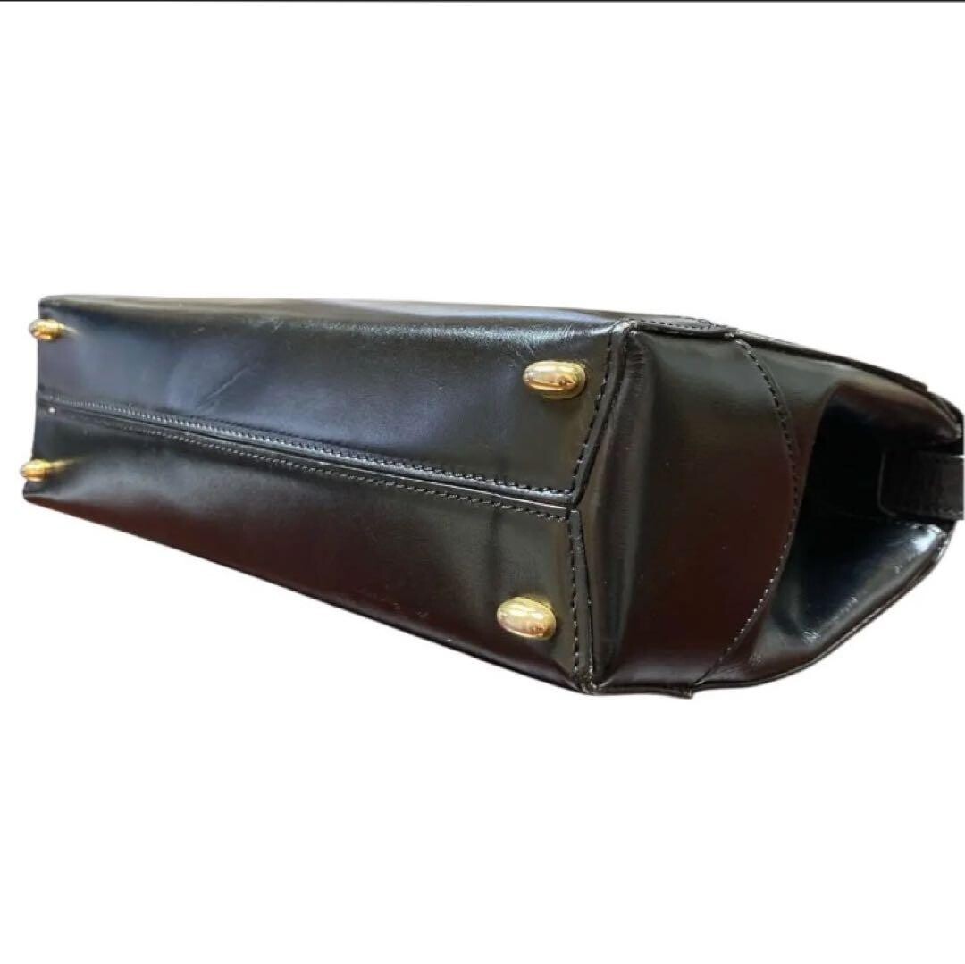 CELINE Shoulder Bag Leather Black Vintage Authentic From Japan