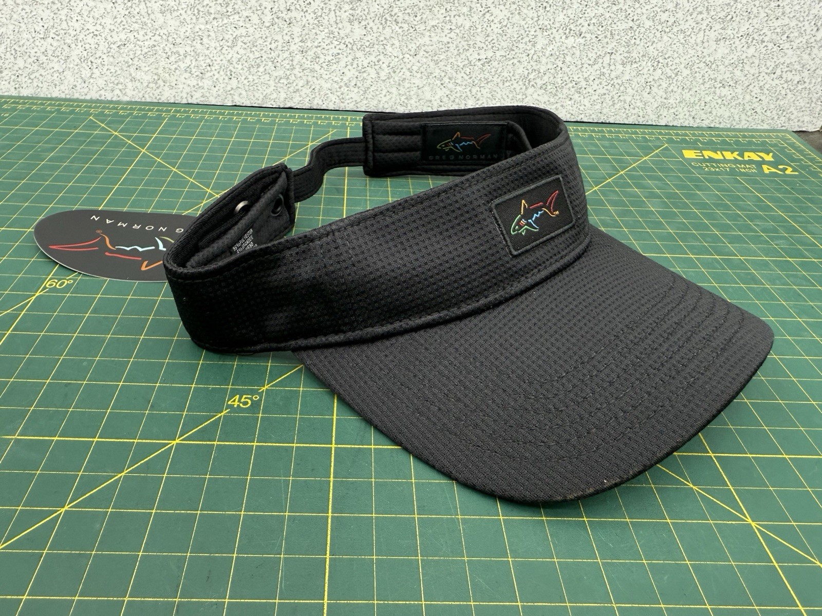 Greg Norman Black Sun Visor w/Embroidered Shark Logo – Golf Hat Cap NEW!