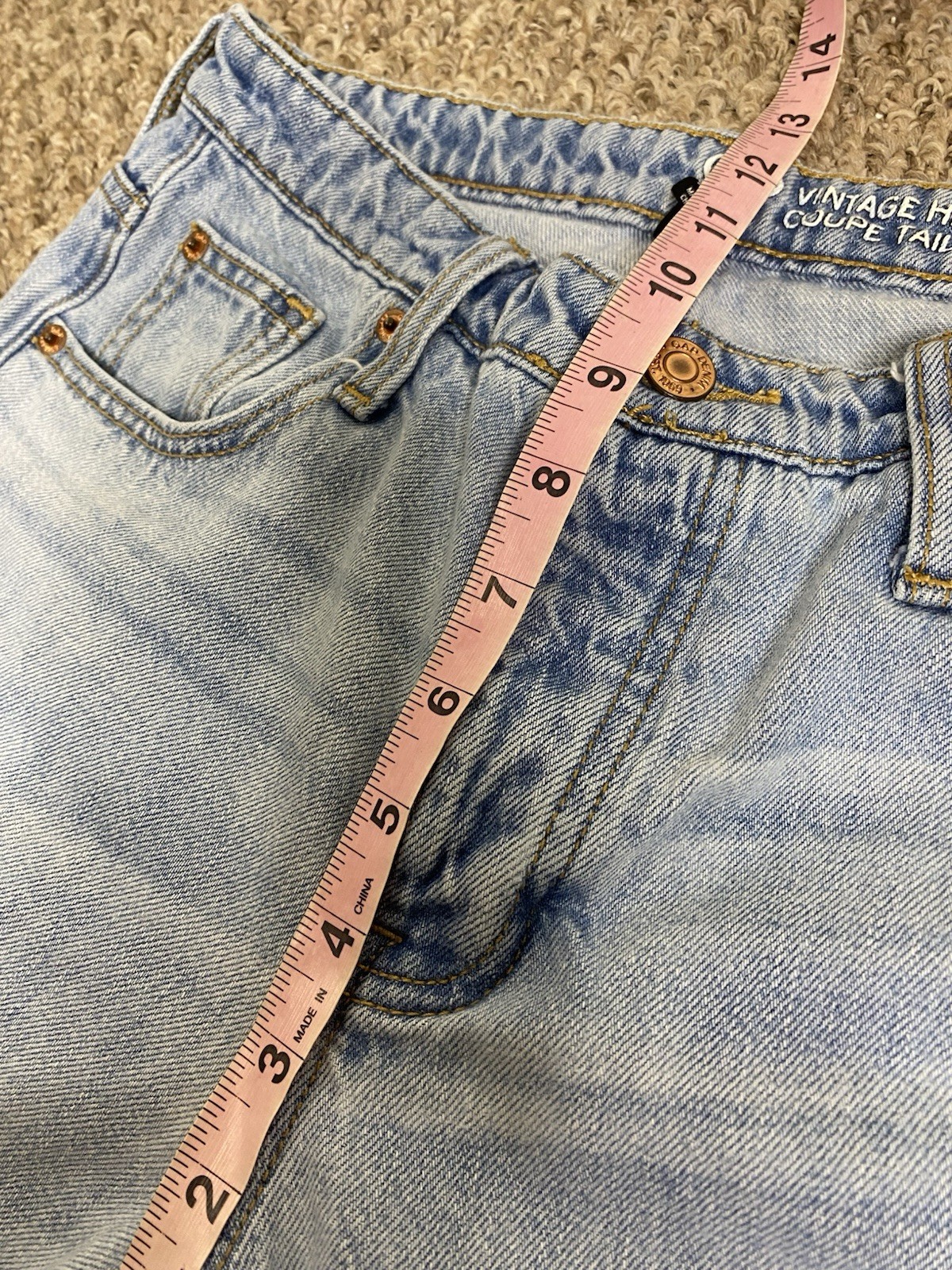 Gap Vintage High Rise Button Fly Light Wash Denim reworked crop Jeans Women’s 2