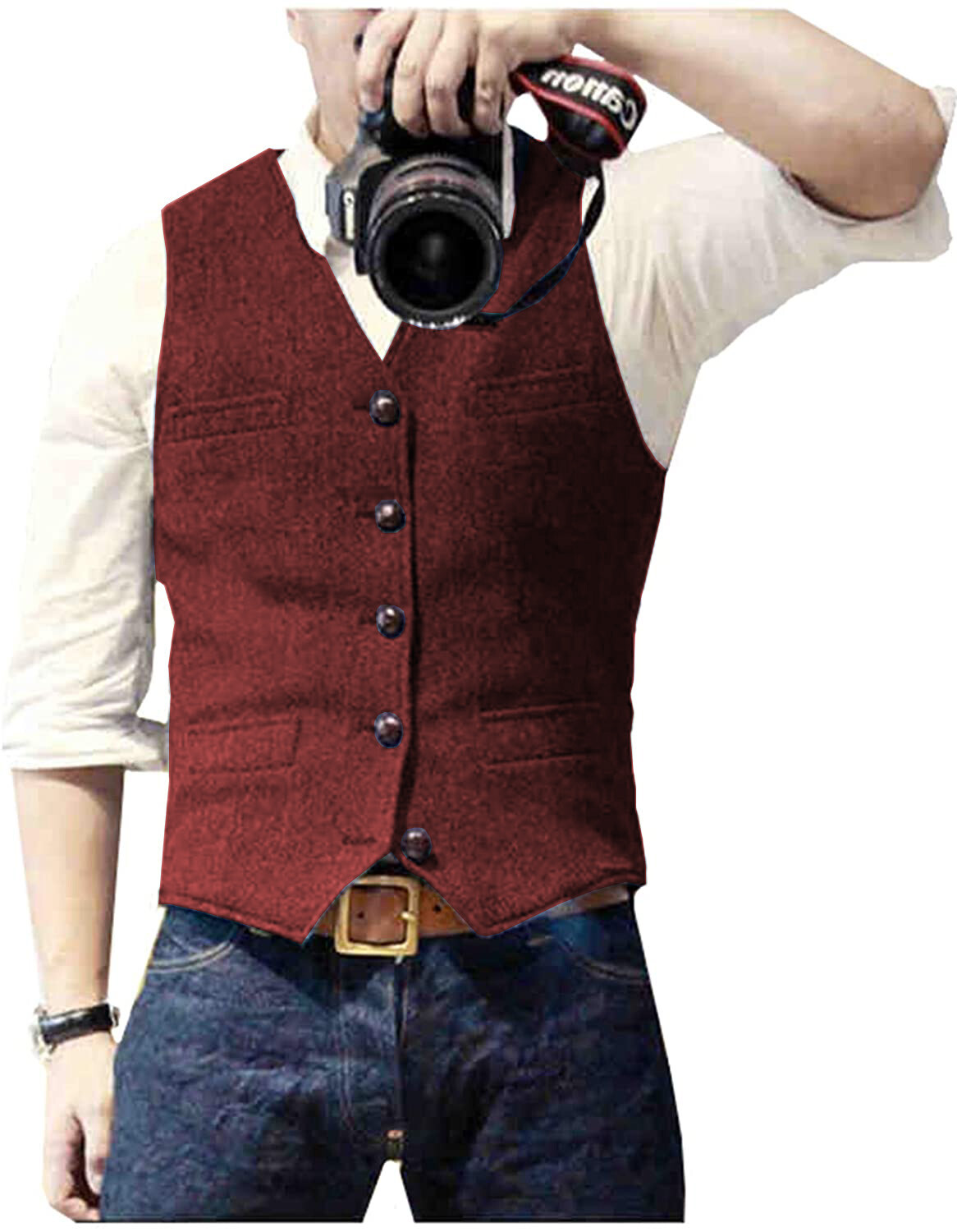 Mens Tweed Suit Vest Retro Herringbone Western Groom Formal Dress Waistcoat Vest