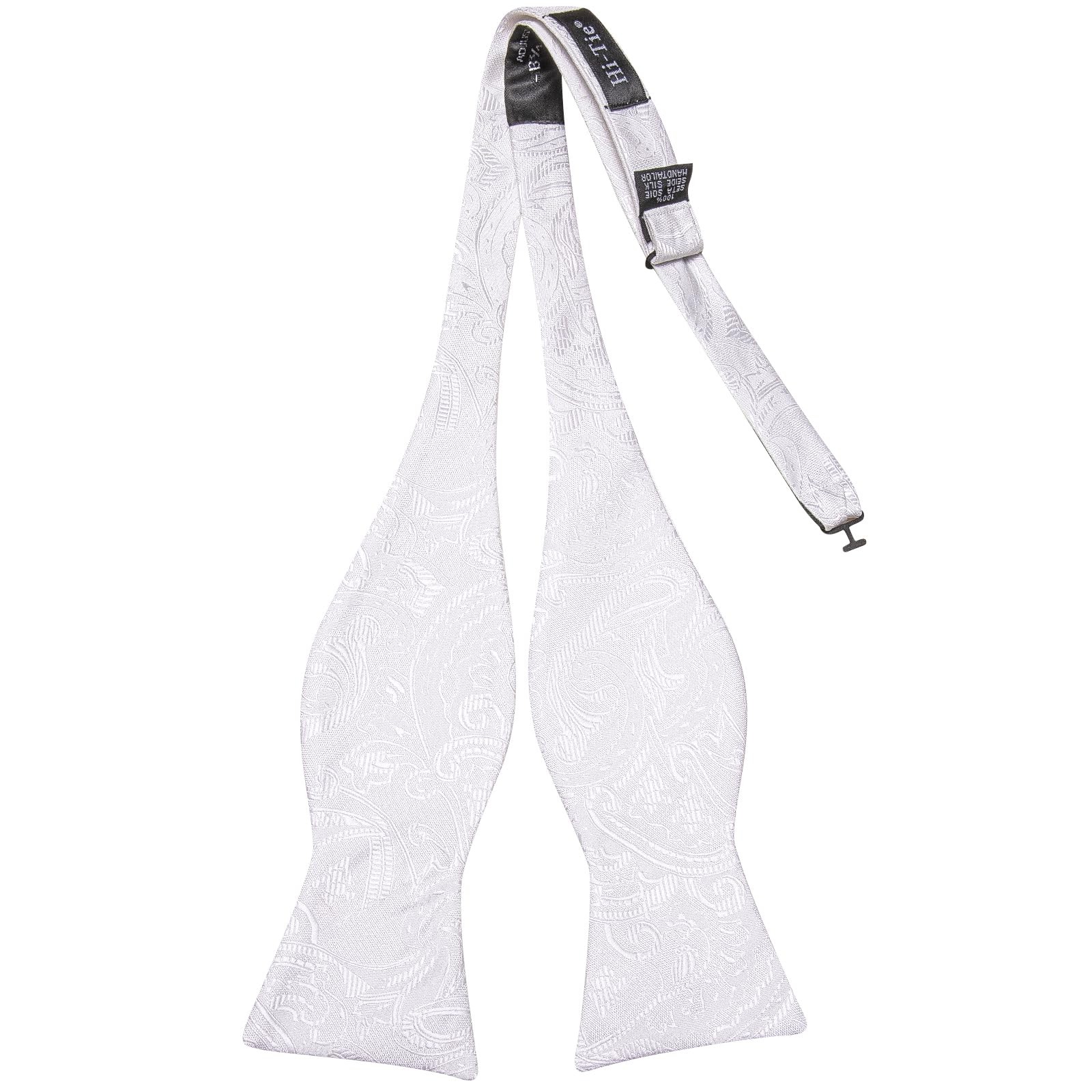 Men’s White Bow Tie Set 3 PCS Silk Self Tie Adjustable Bowtie Handkerchief Po