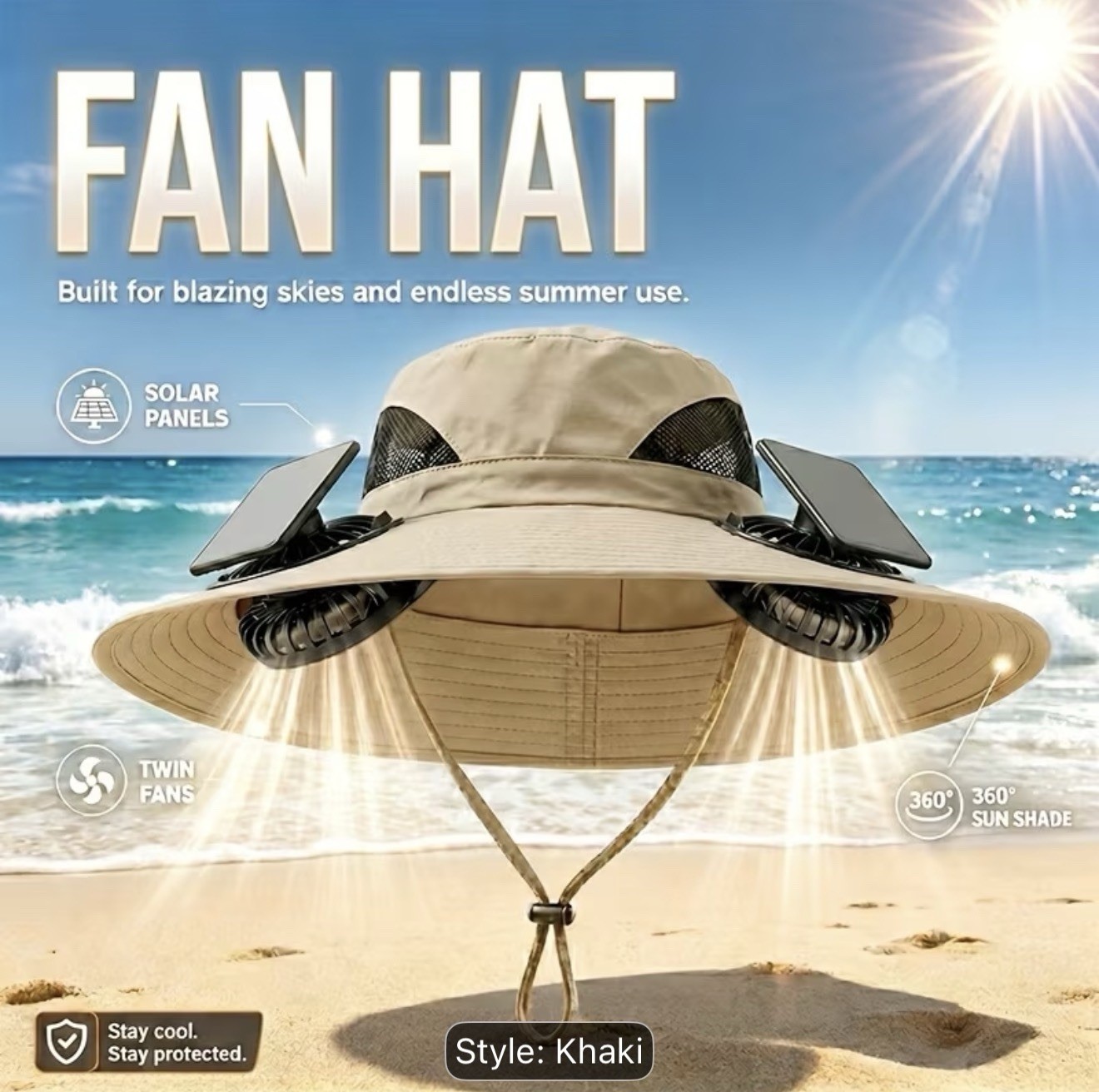 sun hat with Dual solar fans