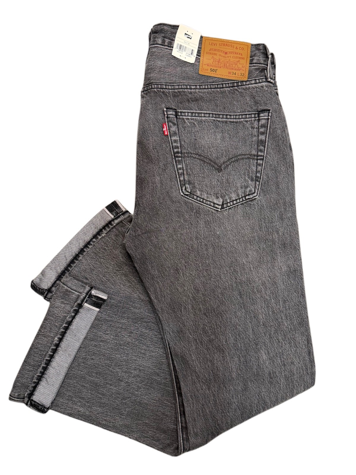 Levi’s 501 Selvedge Men’s Premium Straight Fit Jeans Color Black Ash 005013658