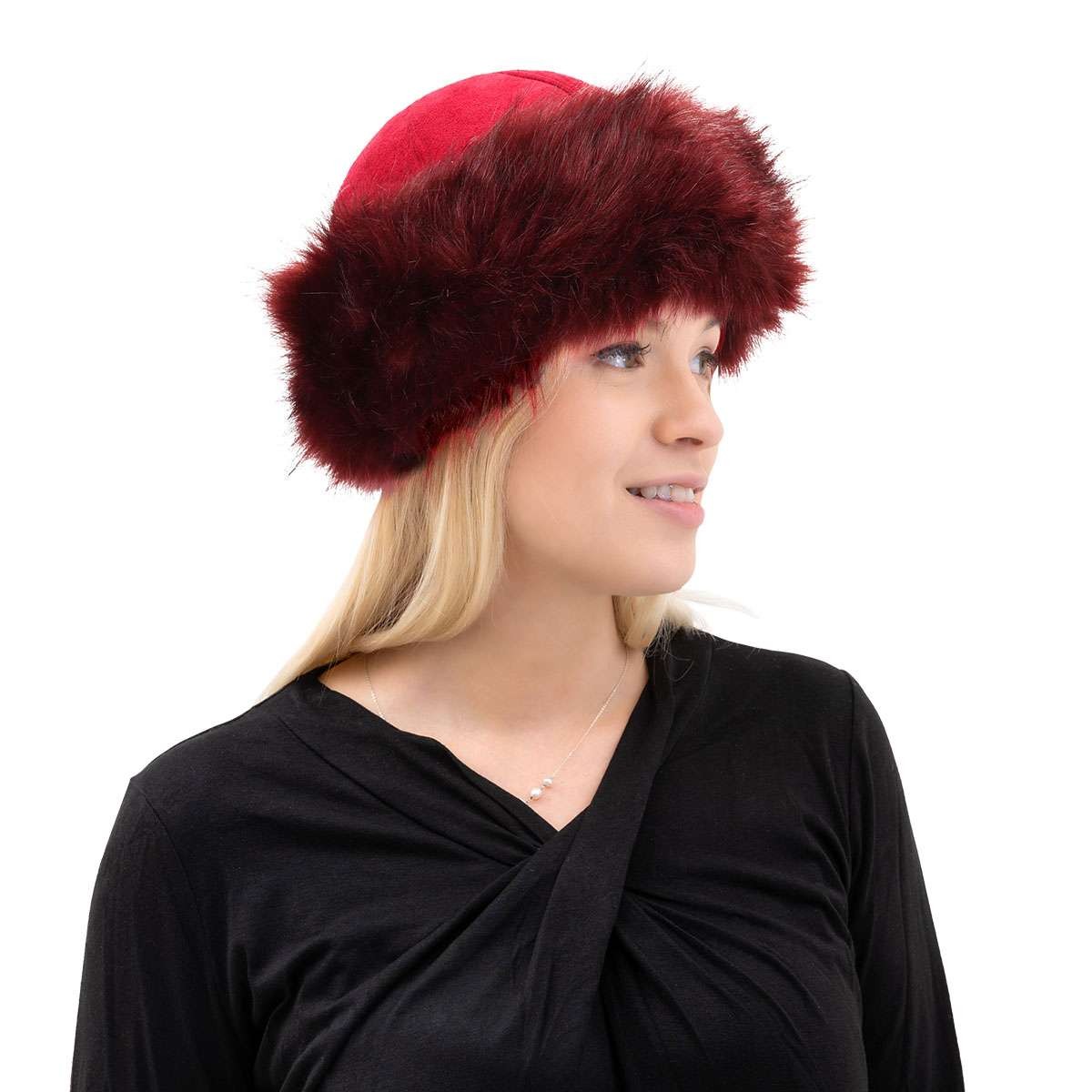 Women Round Russian Fluffy Faux Fox Fur Hat Winter Ear Head Warmer Ski Hats Cap