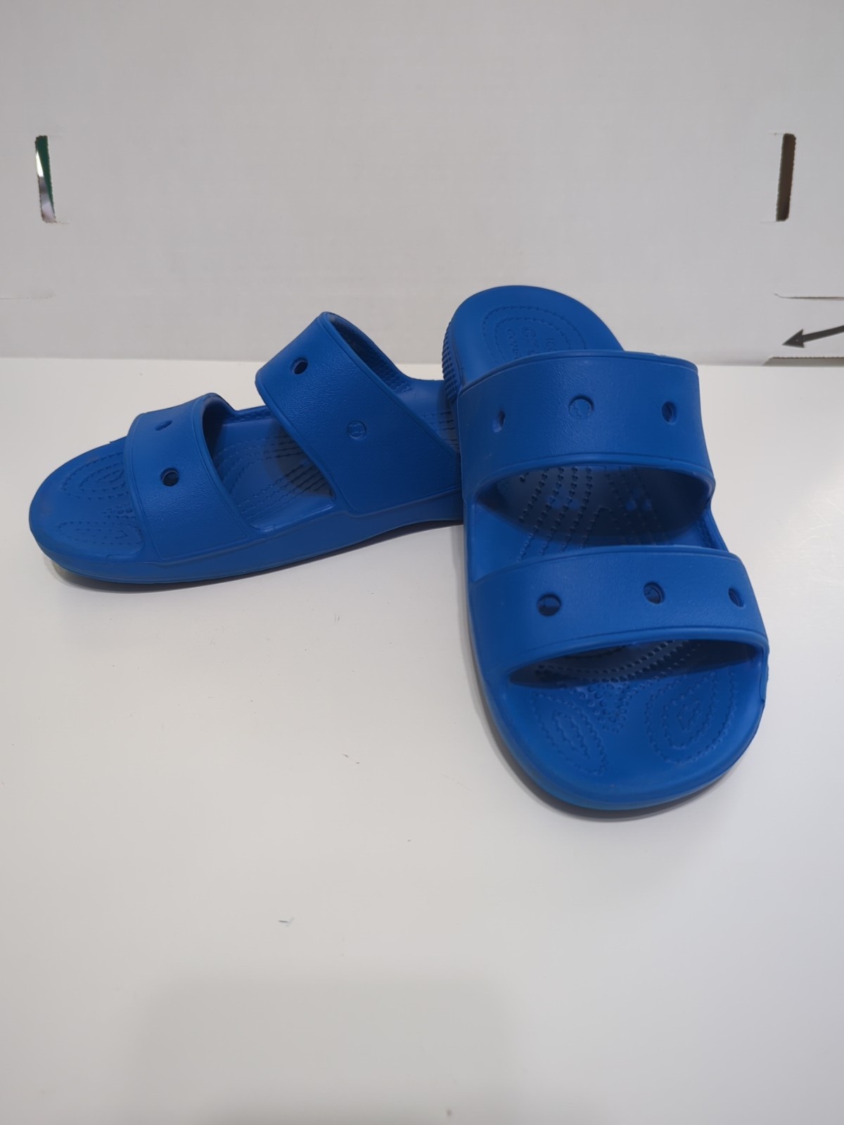 CROCS Classic Slide Sandal Men 4 Women 6 Blue Double Strap Slip On Unisex EUC