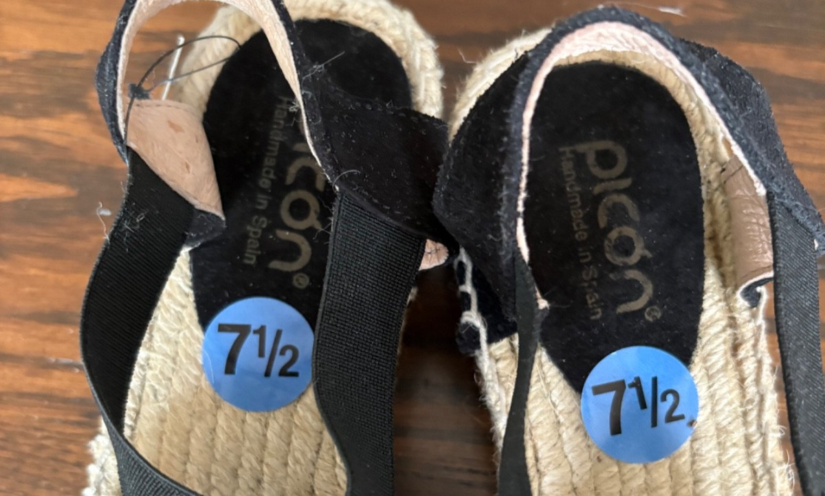 NEW Ladies Black PICON Espadrille Leather Sandals Hand Made in Spain Sz 7.5 – S2