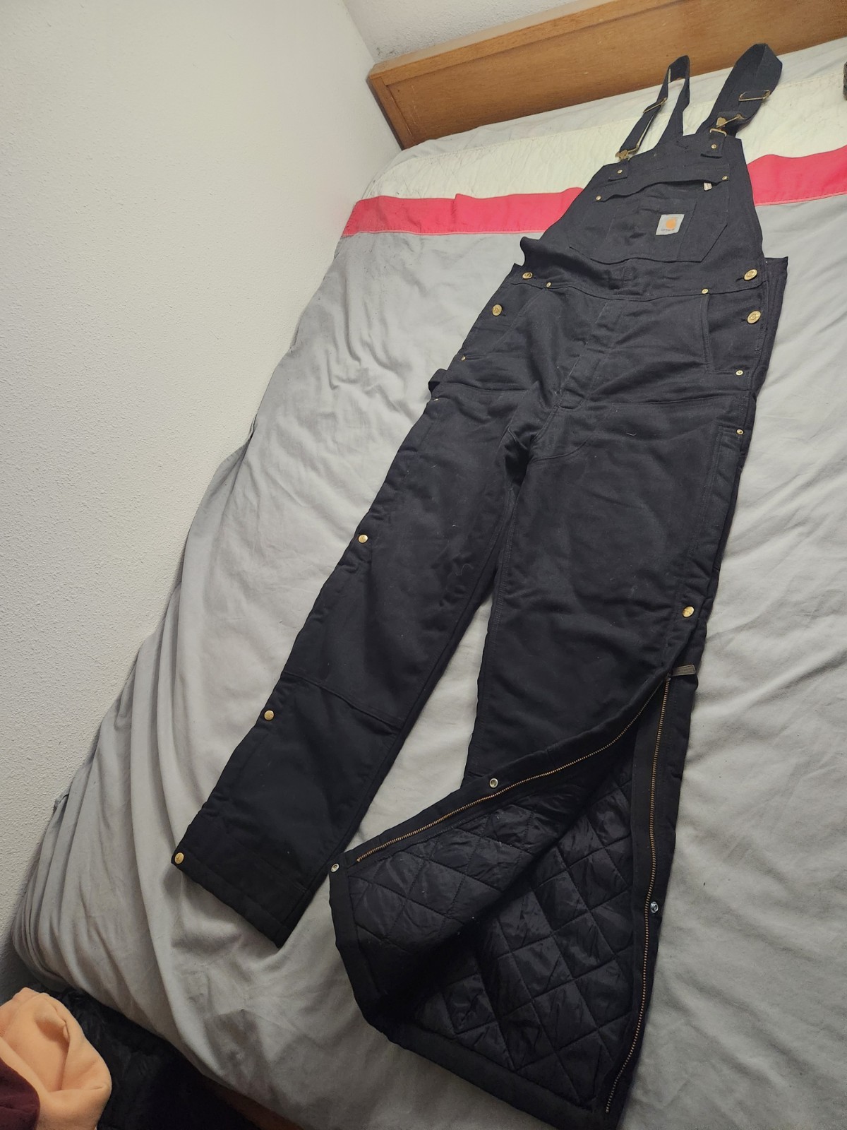 Carhartt Firm Duck Canvas Insualted Overalls Mens Medium Tall Black 104393 BLK