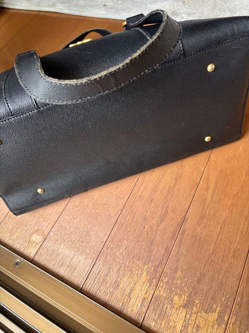 Celine Black Leather Handbag Vintage Gold Hardware Red Lining Auth