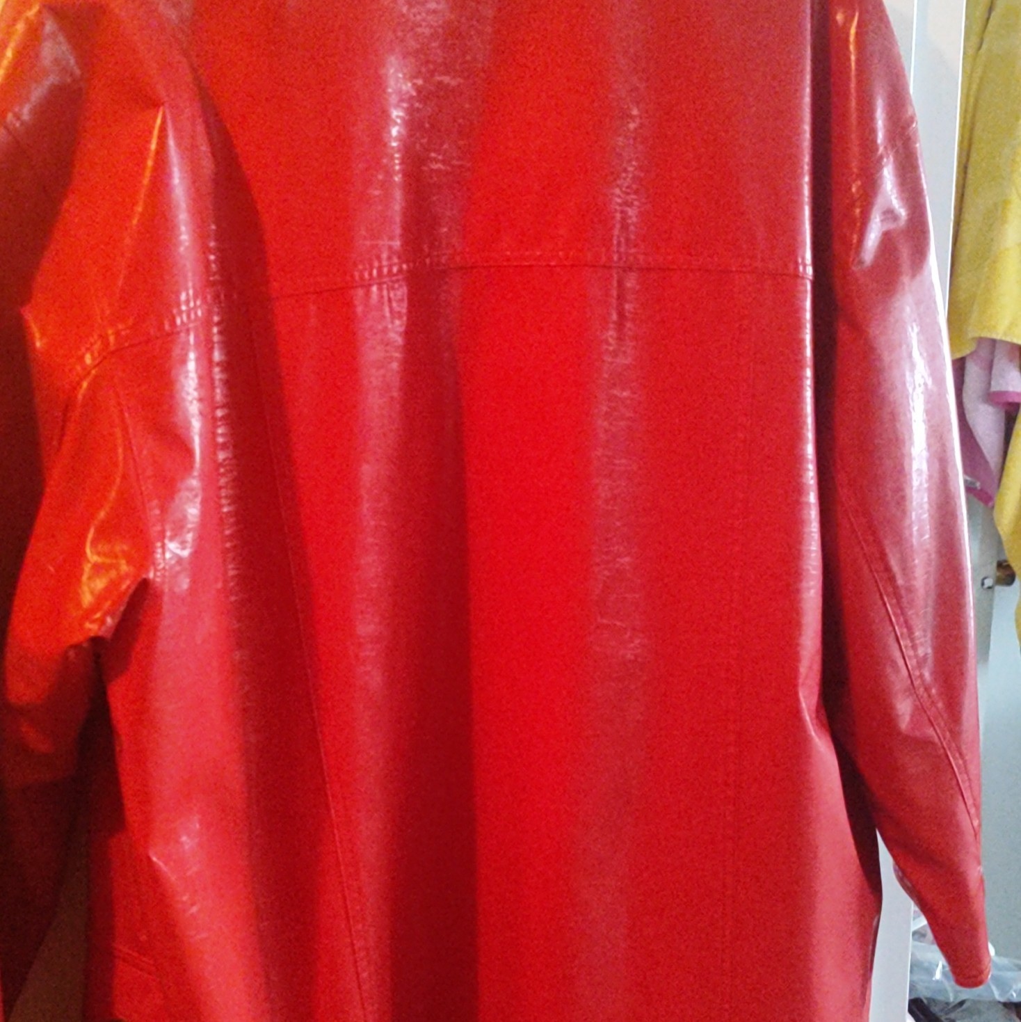Guy Laroche Women’s Red Long Coat Button Closure Collared Solid Size 42