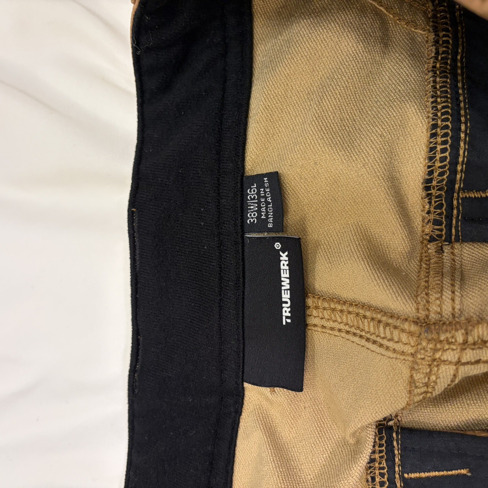Truewerk T2 Werkpant Mens Size 38×36 Sand Straight Leg Nylon Poly Spandex Good