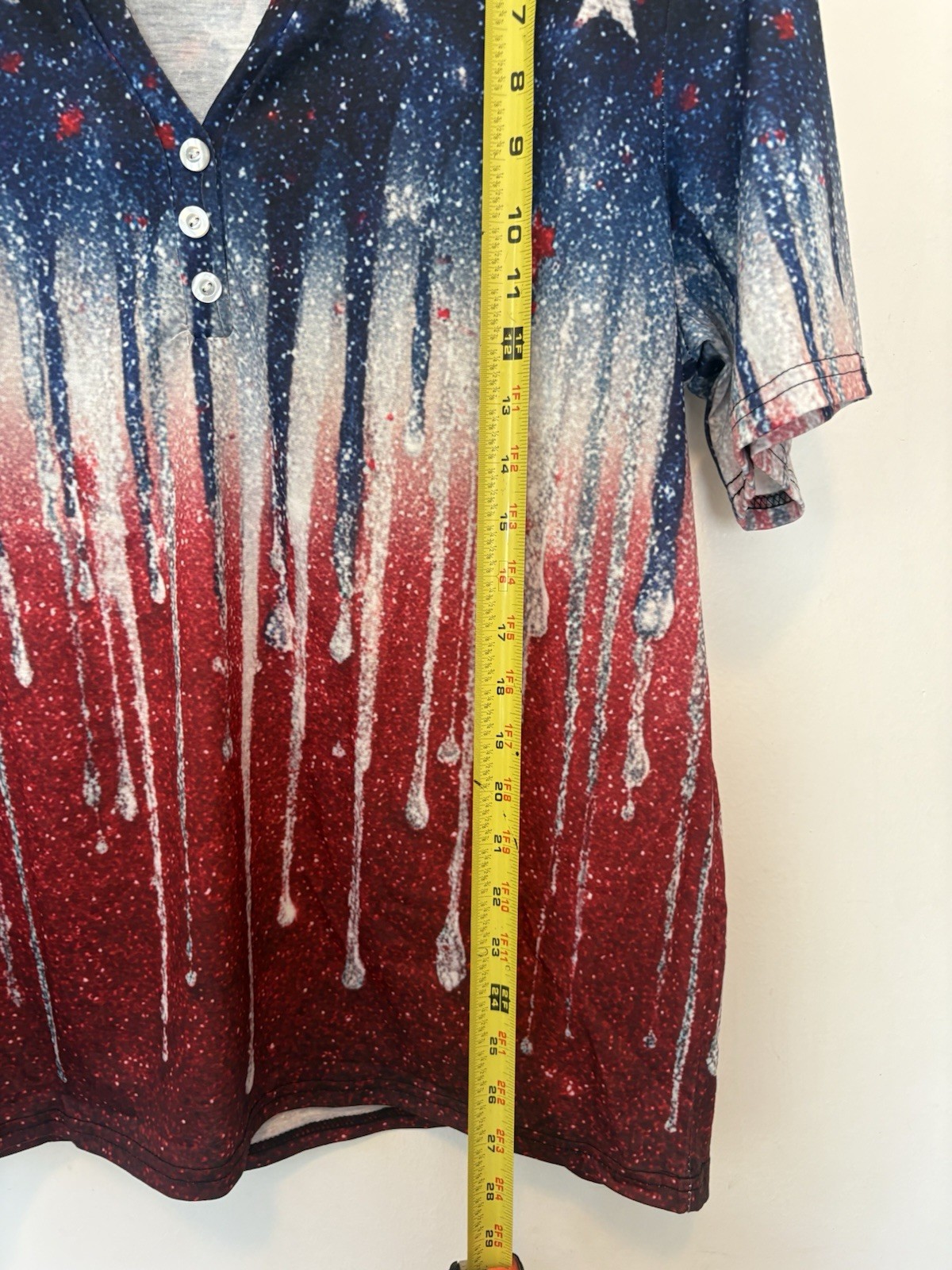 World Unity Patriotic Red White & Blue With Stars Blouse, Women’s Size XL