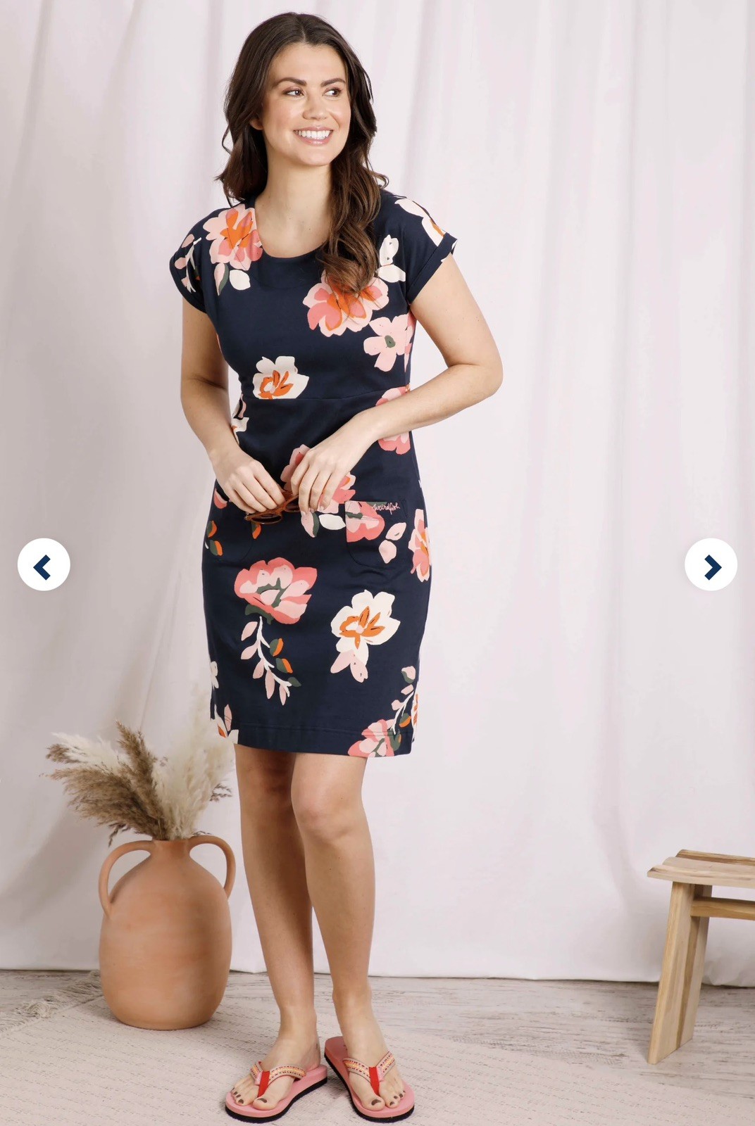 Weird Fish Tallahassee Organic Cotton Jersey Dress Women’s UK 14 Rich Navy