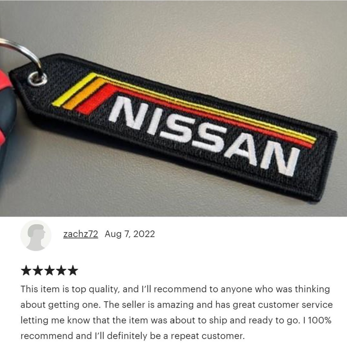 Nissan Double Sided Keyring Embroidered Keychain Durable Key Fob DATSUN
