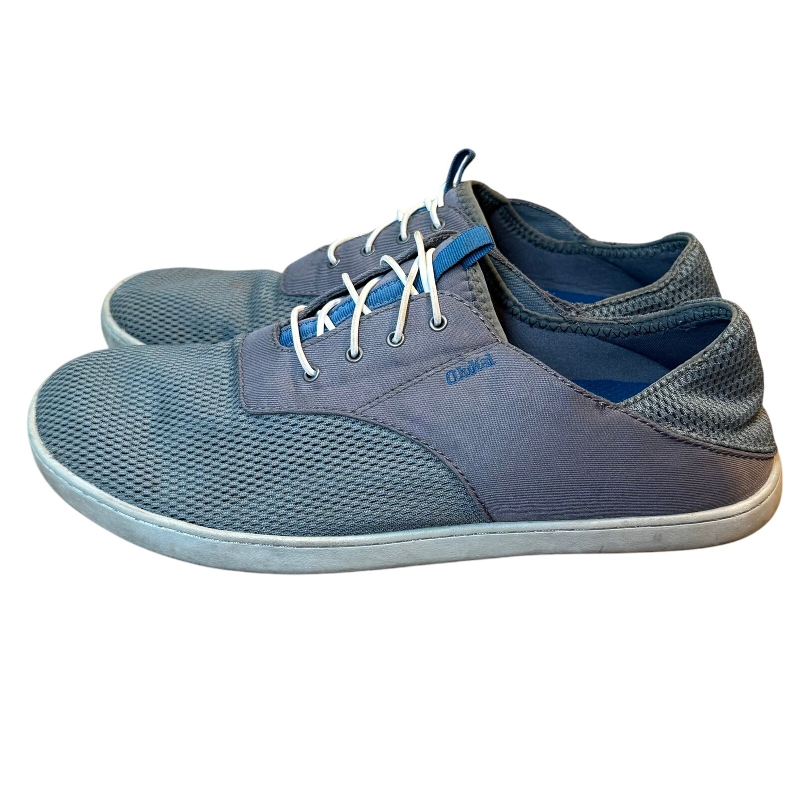 Olukai Boat Shoes Nohea Moku No Tie Beach Casual Slip On Gray/Blue Men’s Size 11