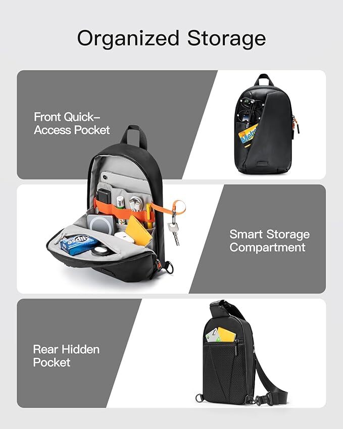 Inateck Sling Bag X-Row W/ RFID Blocking Spacious Crossbody Shoulder Chest