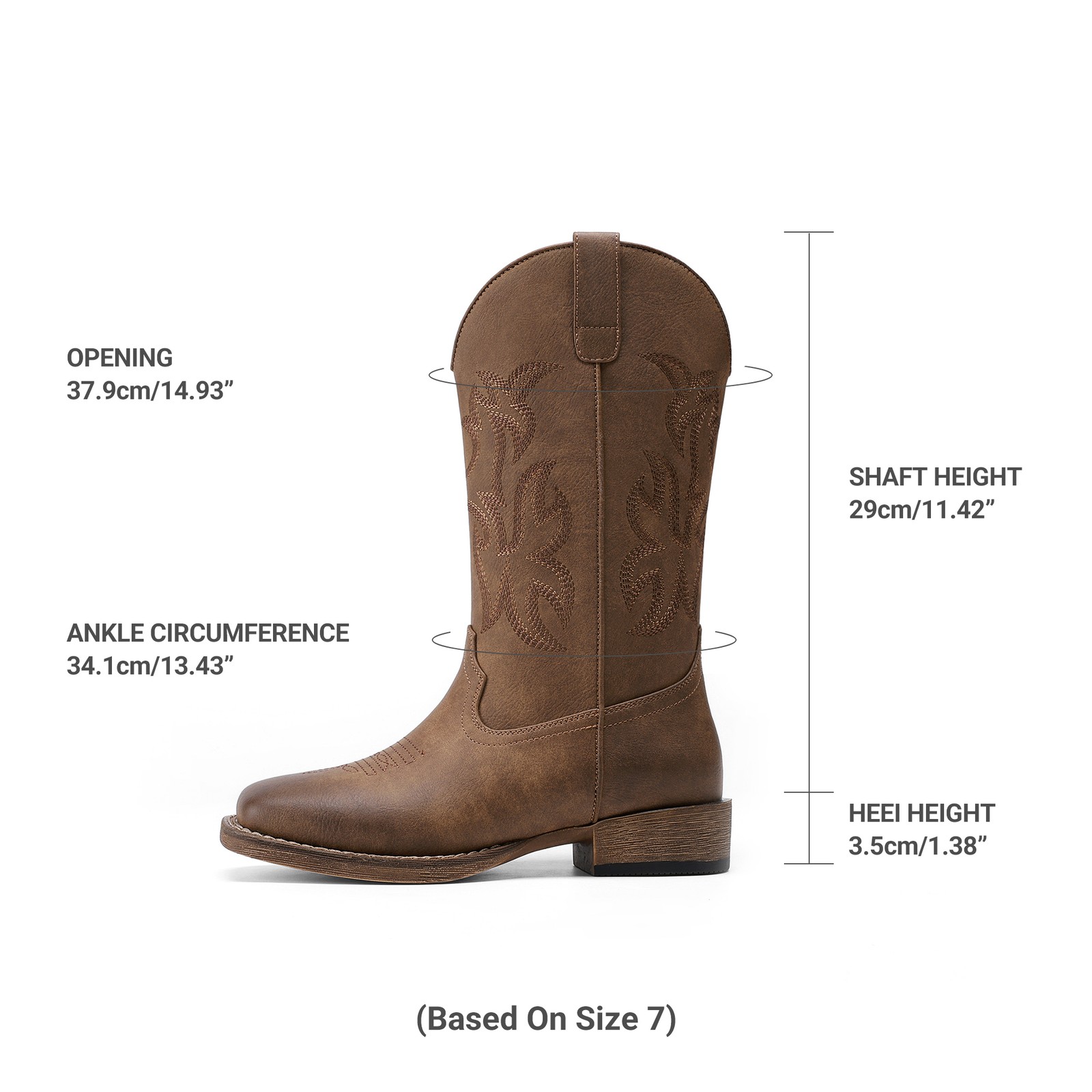 Cowboy Cowgirl Boots for Women Wide Square Toe Western Mid Calf Boots