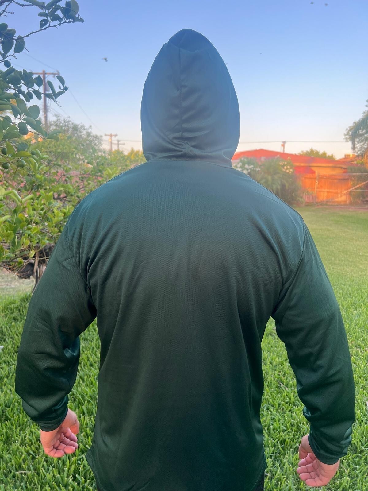 hoodie long sleeve t shirt 100% polyester for UV protection great for work