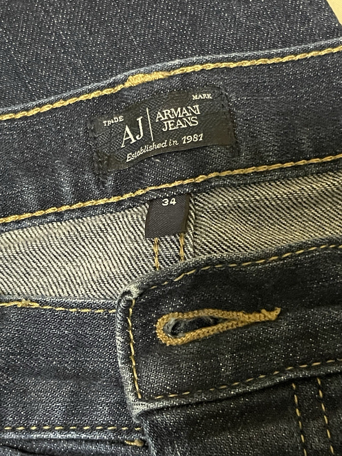 Armani Jeans Men’s Dark Wash Blue Straight Leg Regular Fit Mid Rise Denim