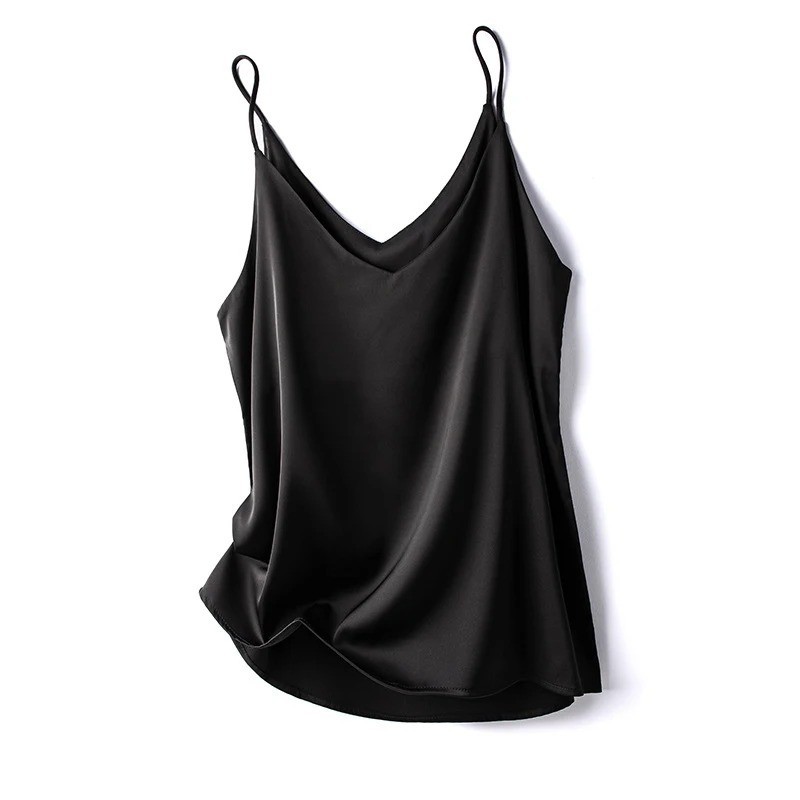Women Satin Silk Camisole Tank Top Vest V Neck Strap Undershirt Casual Basic