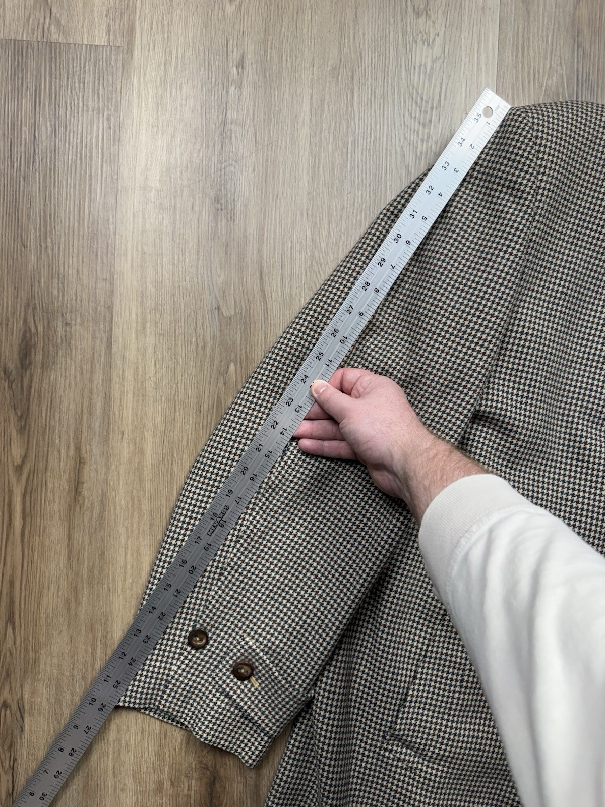 50s VINTAGE Rock-Knit Tailored Houndstooth Overcoat Size 44 Wool BEAUTIFUL Lined