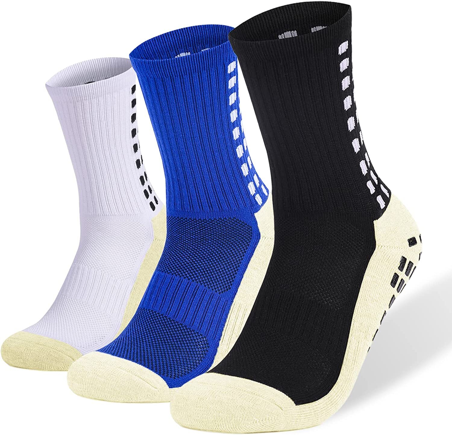 4 Pair Sport Socks Anti Slip W/ Grip Soccer Men Football Basketball Sock Premium