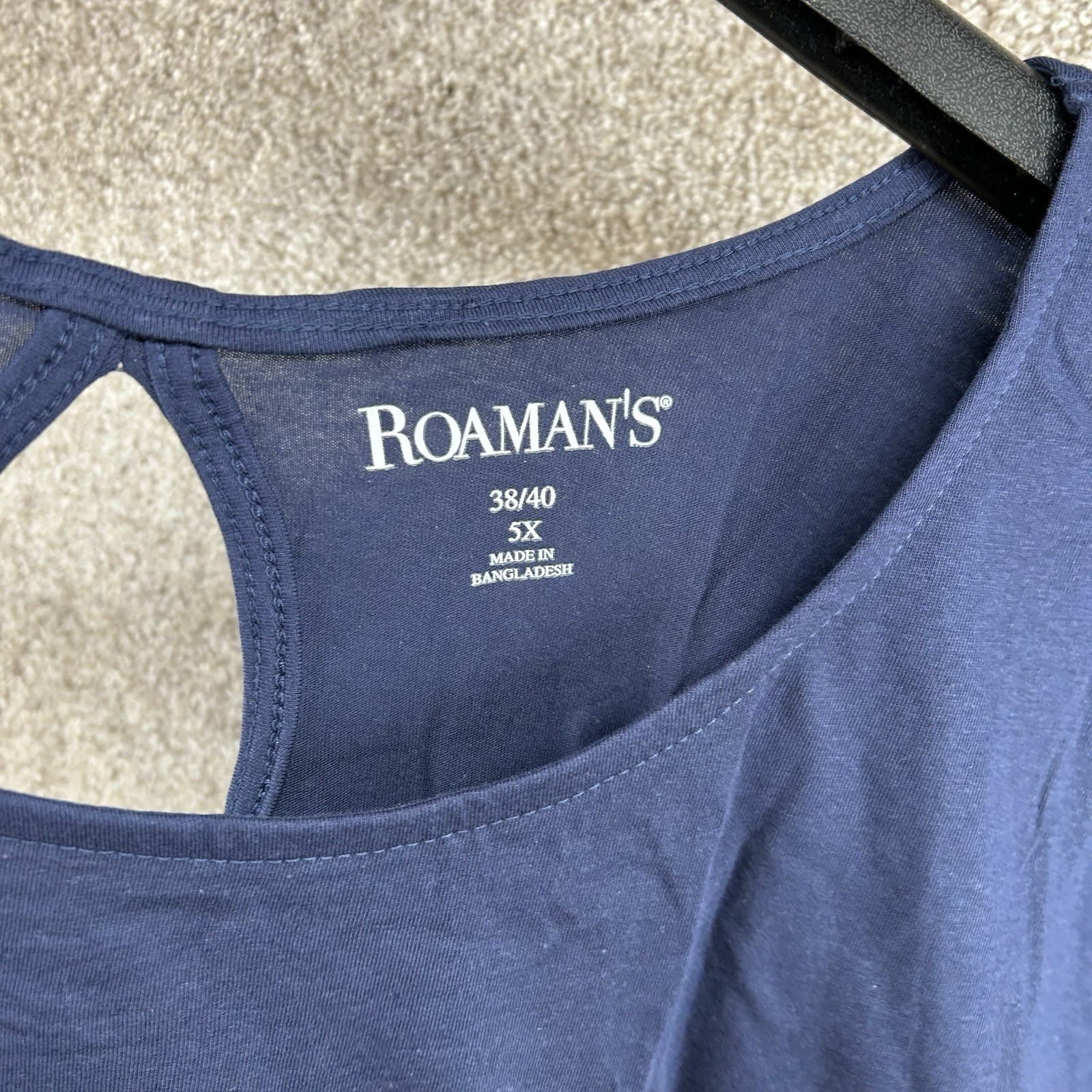 NWOT Roman’s Women’s T-Shirt Top Size 5X Blue Short Sleeve Pullover Stretch