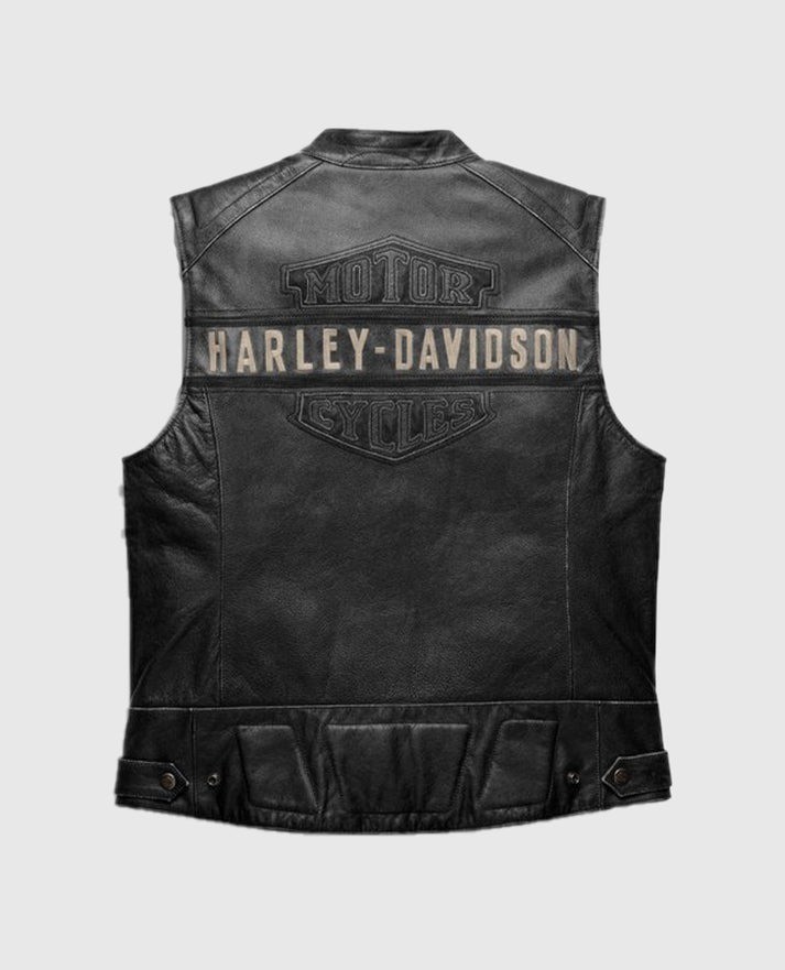 Harley Davidson’s Vest Men’s Passing Link Motorcycle Real Leather Cow Biker