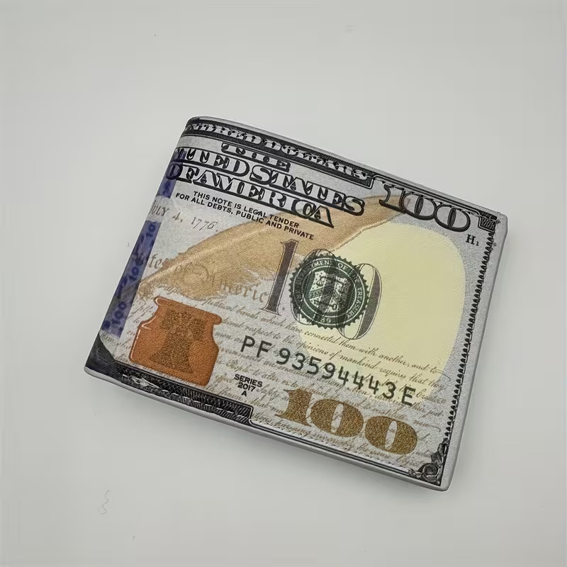 Funny $100 Bill Wallet Novelty Money Design Slim Bifold Gift