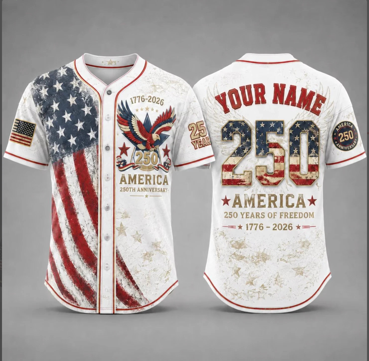 America 250th Anniversary Baseball Jersey, Custom Name Jersey, 4th of July Gift