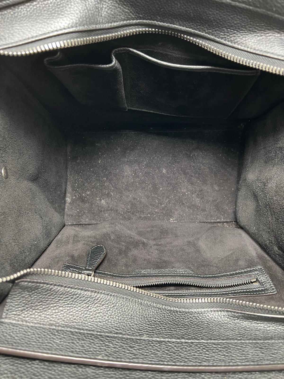 Authentic Celine Nano Luggage Tote in Black Leather with Gold Hardware